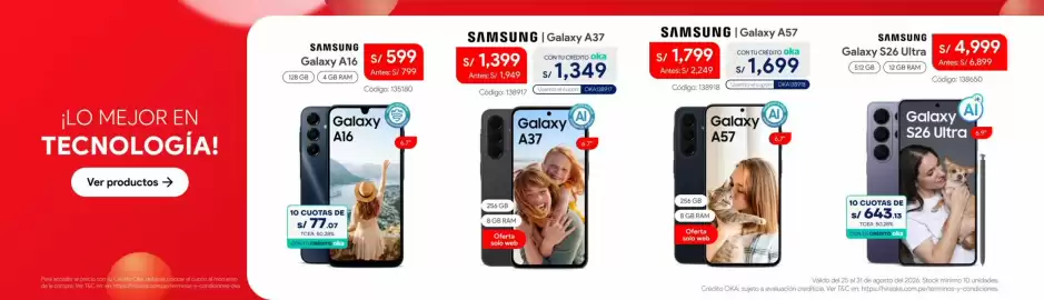 Catálogo Hiraoka semana 35 Página 12: Samsung galaxy a57 €1.699,00, Samsung galaxy a37 €1.349,00