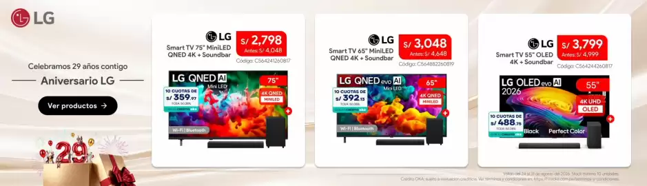 Catálogo Hiraoka semana 35 Página 6: LG Smart TV 65" MiniLED QNED 4K + Soundbar €3.048,00