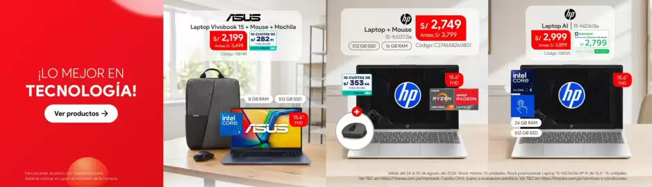 Catálogo Hiraoka semana 35 Página 7: Hp laptop + mouse 15-fc0372la €2.749,00, Hp laptop ai 15-fd2360la €2.799,00