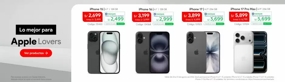 Catálogo Hiraoka semana 35 Página 8: IPhone 16 6.1 128 GB €2.999,00, IPhone 17 6.3 256 GB €3.699,00