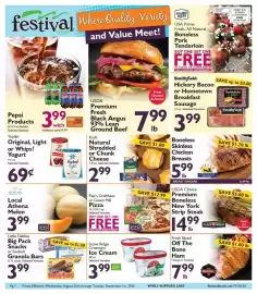 Festival Foods weekly ad week 35 Page 1: Usda premium fresh black angus ground beef €7,99