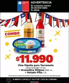 Catálogo OXXO Página 8: Savory - vino pipeno para terremoto + granadina mitjans + helado pina €11.990,00