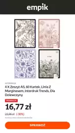 Empik gazetka tydzień 35 Strona 11: Zeszyt A5 60 kartek linia z marginesem Interdruk Trends dla dziewczyny 4-pak €16,77