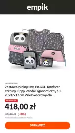 Empik gazetka tydzień 35 Strona 12: Zestaw szkolny 5w1 BAAGL Tornister szkolny Zippy Panda ergonomiczny €418,00