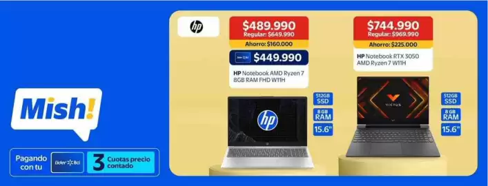Catálogo Lider Página 4: Hp - notebook ryzen 7 8gb ram fhd w11h €489.990,00