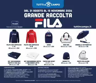 Volantino Il Gigante Pagina 27: FelPA con cappuccio Fila €25,00, Zaino Fila €25,00