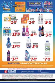 Folheto Shibata Supermercados Página 2: Desinfetante Ypê Bak €7,99, Amaciante p/ Roupas Diluído Ypê €7,99