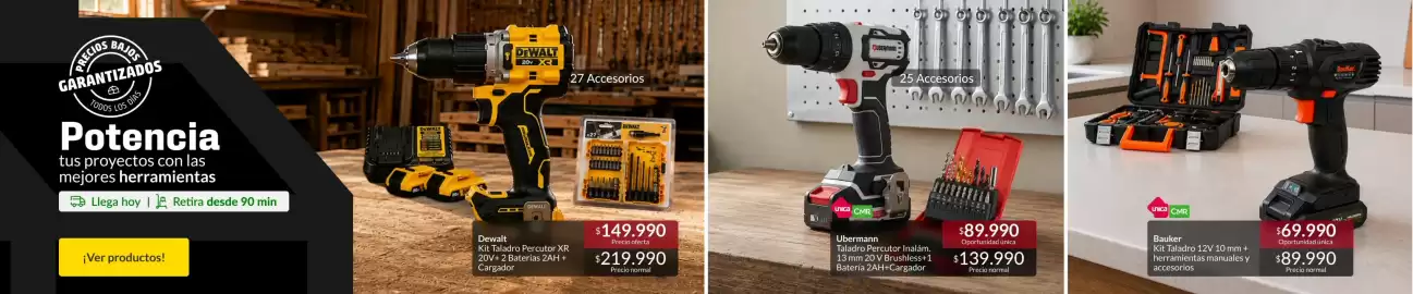 Catálogo Constructor Sodimac Página 3: Dewalt - kit taladro percutor xr 20v-2 baterias 2ah+ cargador €149.990,00