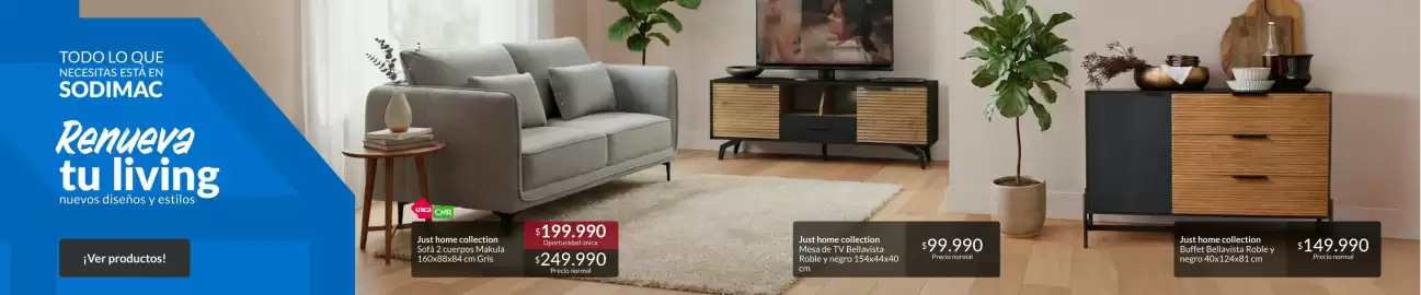 Catálogo Constructor Sodimac Página 5: Mesa de tv bellavista roble y negro €99.990,00