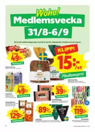 Stora Coop reklamblad vecka 36 Sida 8: Glasstrutar mini, Medlemspris, Mjukt bröd Vilja, Medlemspris