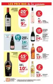 Catalogue Hyper U page 44: DANREMONT CHAMPAGNE €16,15, JOHNNIE WALKER RED LABEL €13,17