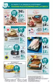Catalogue Super U page 27: FILET DE MERLAN €11,21, MOULE DE BOUCHOT U STG €4,83