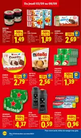 Catalogue Lidl semaine 36 page 18: CIEN Gel douche 3 en 1 homme €0,59, Nutella Biscuits €2,56