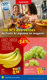 Catalogue Lidl semaine 36 page 2: Raisin blanc sans pépin €1,31, Banane €0,98