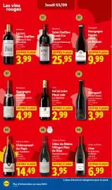 Catalogue Lidl semaine 36 page 24: Bonot Père & Fils Bourgogne Gamay €4,99, Les Aumôniers Châteauneuf-du-Pape €14,49