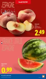 Catalogue Lidl semaine 36 page 5: Pêche plate €2,49, Baby pastèque €0,99