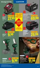 Catalogue Lidl semaine 36 page 53: PARKSIDE Batterie €29,99, PARKSIDE Loupe ou spot LED col de cygne sans fil €11,99
