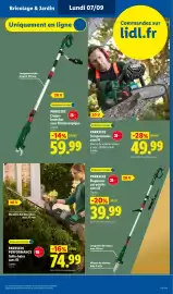 Catalogue Lidl semaine 36 page 9: PARKSIDE Taille-haies sans fil €74,99, PARKSIDE Coupe-branches sans fil télescopique €59,99