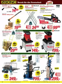 Zgonc Flugblatt Seite 14: Einhell Metall-Sägebock KSB 101 €24,99, Benzin-Kettensäge CSP 530 S scheppach €99,99