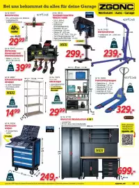 Zgonc Flugblatt Seite 19: Scheppach Werkstatt-wagen €249,00, Motorbrücke erba €29,99