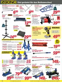 Zgonc Flugblatt Seite 20: Erba Rangierwagen-heber Off-Road 2,5 t €249,00, PKW-Kreuzschlüssel €9,99