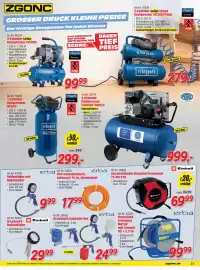 Zgonc Flugblatt Seite 21: Automatische Drucklufttrommel TC-PH 150 Einhell €69,99, Reifenfüller mit Manometer erba €9,99