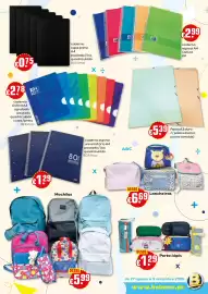 Folheto Bolama Página 13: Mochilas €5,99, Caderno espiral universitário €1,29