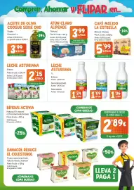 Folleto AhorraMas Página 6: Alipende atún claro natural €3,99, Asturiana leche semidesnatada €1,09