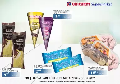 Catalog Unicarm Pagină 8: Magic inghetata cu aroma de vanilie si migdale €4,00, Acrobat inghetata tort €18,50