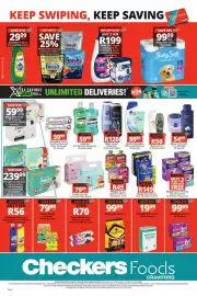 Checkers catalogue Page 4: Lovies Scented/Unscented Baby Wipes €79,99, Always Maxi Sanitary Pads €149,00