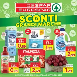 Volantino Eurospar Pagina 1: Mozzarella Podda €1,99, Detersivo liquido Mon Amour Felce Azzurra €2,99