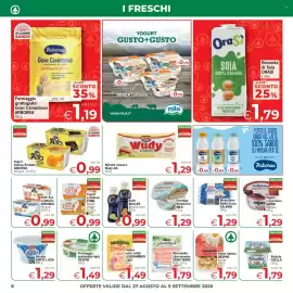 Volantino Eurospar Pagina 8: Yogurt Goloso Frullato Arborea €0,99, Würstel classico Wudy AIA €1,29