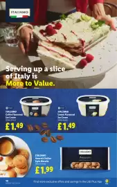 Lidl leaflet week 36 Page 12: Italiamo coffee flavoured ice cream €1,49, Italiamo lemon flavoured ice cream €1,49