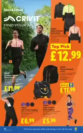 Lidl leaflet week 36 Page 18: Crivit adults' premium sports jacket €12,99, Crivit ladies' cropped sports leggings €5,99