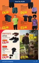 Lidl leaflet week 36 Page 19: Esmara Men Men's Cotton Rich T-Shirts €4,99, Crivit ladies' short sleeve sports top €3,49