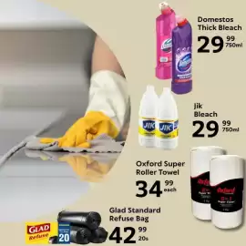 Oxford Freshmarket catalogue Page 1: Domestos Thick Bleach €29,99, Oxford Super Roller Towel €34,99
