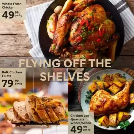 Oxford Freshmarket catalogue Page 2: Whole Fresh Chicken €49,99, Chicken Leg Quarters Whole/Sliced €49,99