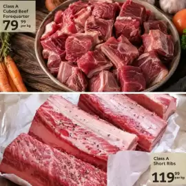 Oxford Freshmarket catalogue Page 5: Class A Cubed Beef Forequarter €79,99, Class A Short Ribs €119,99
