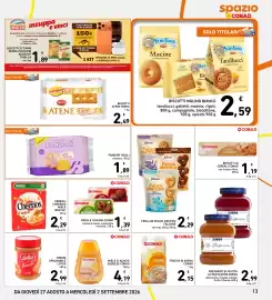 Volantino Spazio Conad settimana 35 Pagina 13: Biscotti Mulino Bianco €2,59, Miele d'acacia squeeze Conad €4,19