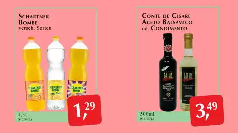 Winkler Markt Flugblatt Seite 12: Schartner Bombe €1,29, Conte de Cesare Aceto Balsamico od. Condimento €3,49