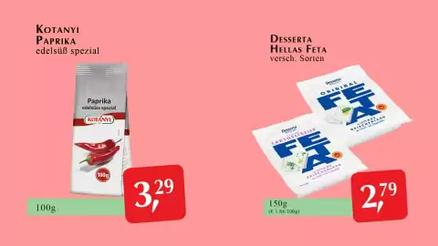 Winkler Markt Flugblatt Seite 13: Desserta Hellas Feta €2,79, Kotanyi Paprika edelsüß spezial €3,29