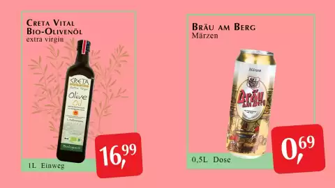 Winkler Markt Flugblatt Seite 14: Bräu am Berg Märzen €0,69, Creta Vital Bio-Olivenöl extra virgin €16,99