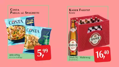 Winkler Markt Flugblatt Seite 4: Costa Paella od. Spaghetti €5,99, Kaiser Fasstyp €16,40