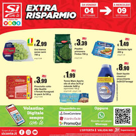 Volantino Sì con te Pagina 20: Uva bianca senza semi €2,99, Dash liquido classico/smacchiante €8,90