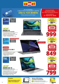 Volantino Comet Pagina 12: Lenovo IDEAPAD 5 2 IN 1 €849,00, Acer Aspire GO 15 Notebook AG15-72P-77TE €799,00