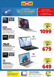 Volantino Comet Pagina 8: Hp OMNIBOOK 3 NOTEBOOK 15-FN0015NL €649,00, Lenovo YOGA SLIM 7i €1.099,00