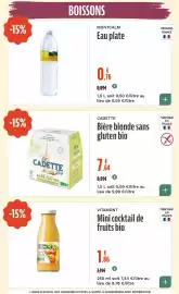 Catalogue La Vie Claire page 28: CADETTE Bière blonde sans gluten bio €7,64, Vitamont Mini cocktail de fruits bio €1,86