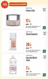 Catalogue La Vie Claire page 48: CENTIFOLIA Eau micellaire éclat €7,64, CENTIFOLIA Sérum booster €20,65
