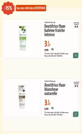 Catalogue La Vie Claire page 64: CENTIFOLIA Dentifrice fluor haleine fraîche intense €3,22