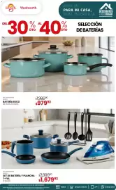 Catálogo Woolworth Página 15: Bateria ekco €979,93, T-fal - set de bateria y plancha €1.679,93